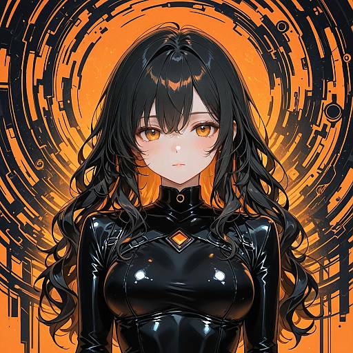 Stylish Girl in Black Bodysuit