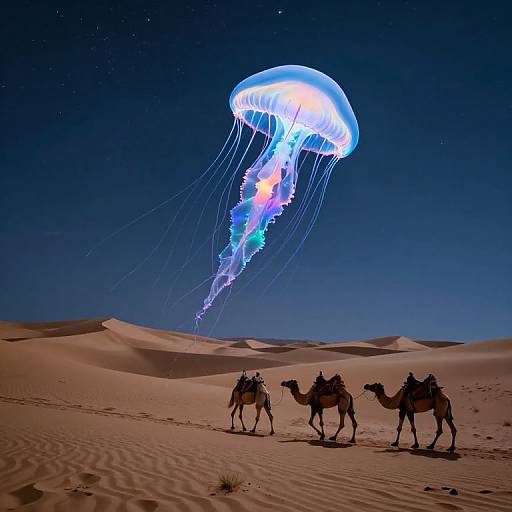 Luminous Jellyfish Above Desert Dunes