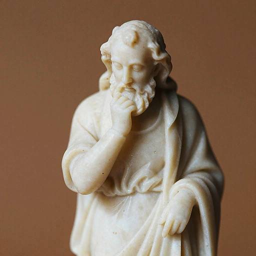 Pensive Scholar Sandstone Statue Macro