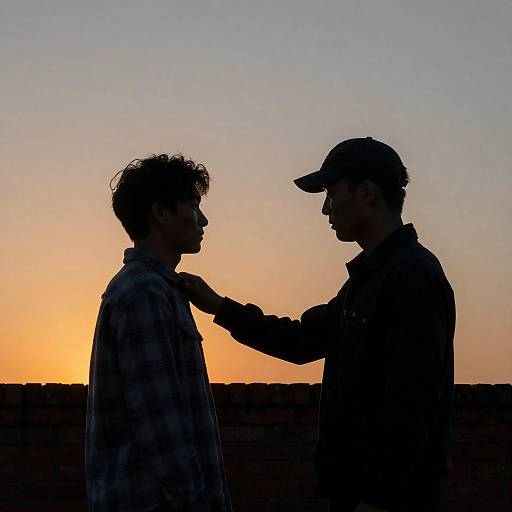 Sunset Silhouette: Gentle Shoulder Touch