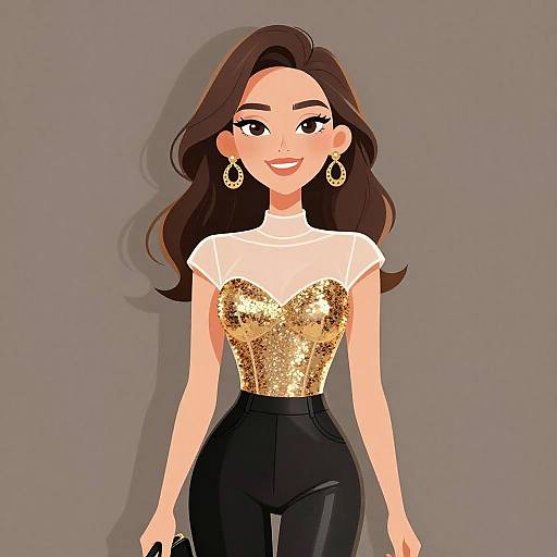 Chic Woman in Sequined Bodice