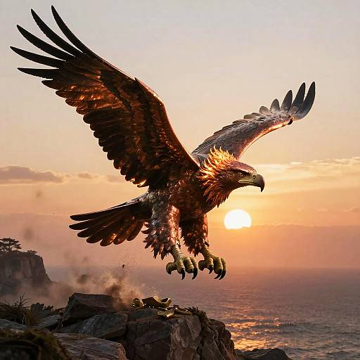 Regal Copper Eagle at Fiery Sunset