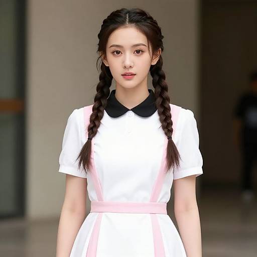 Braided Female in White Dress