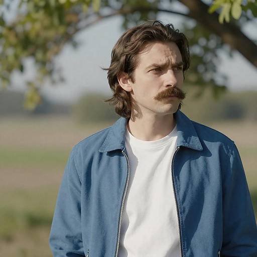 Outdoor Portrait of a Mustached Man