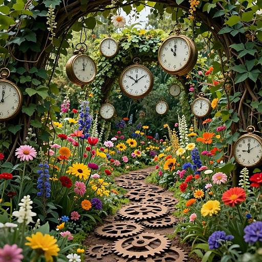 Surreal Garden of Floating Timepieces