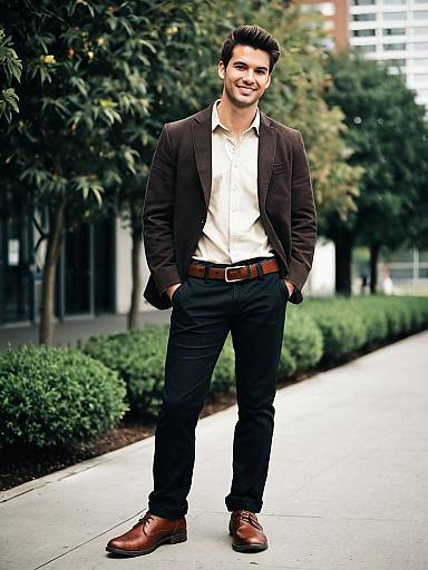 Young Man in Office Attire Standing Outdoors