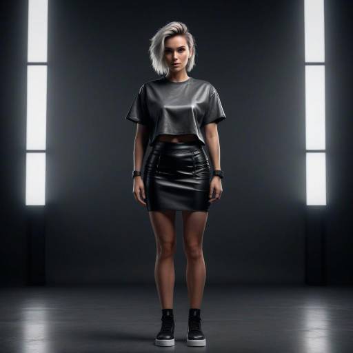 Confident Edgy Female in Pleather Fashion