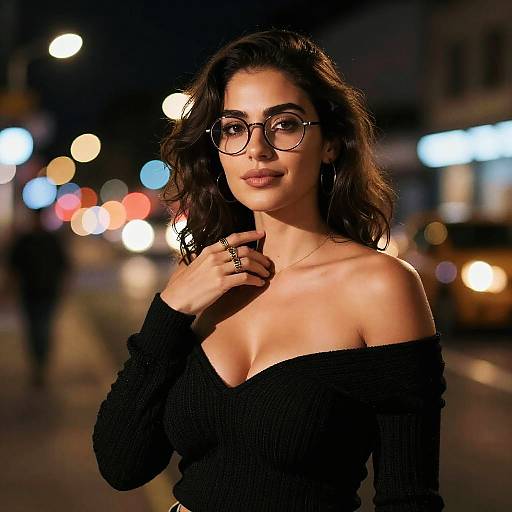 Night Street Portrait with Bokeh