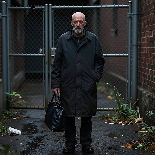 Mysterious Man in Dim Alleyway