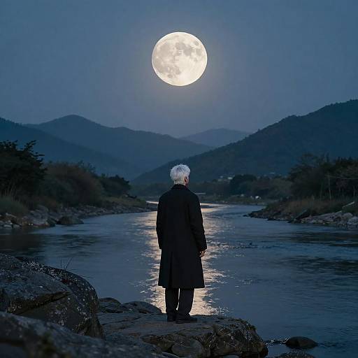 Serene Solitude by the Moonlit River