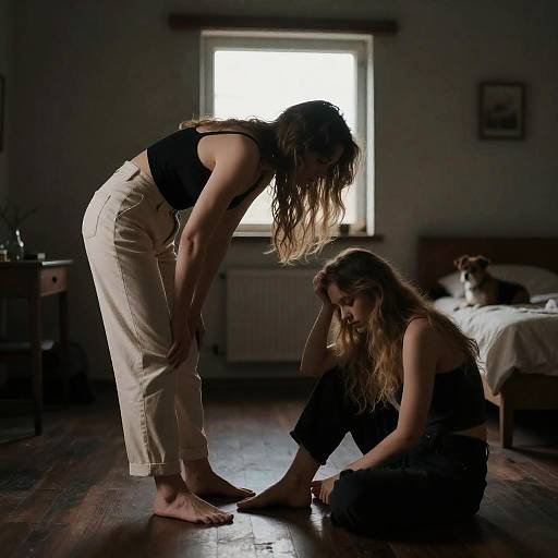 Intimate Moments in a Rustic Room