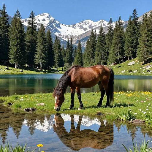 Hafling Horse by Mountain Lake