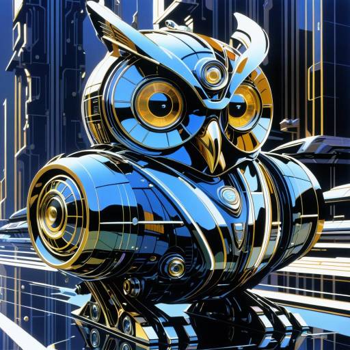 High-Detail Metallic Robotic Owl