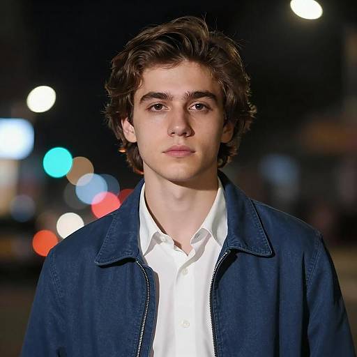 Stylish Young Man in Nighttime Bokeh