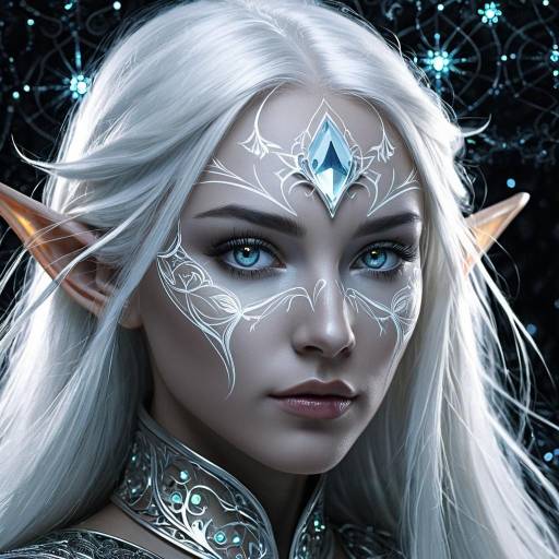 Elegant Translucent Elf with Fractal Patterns
