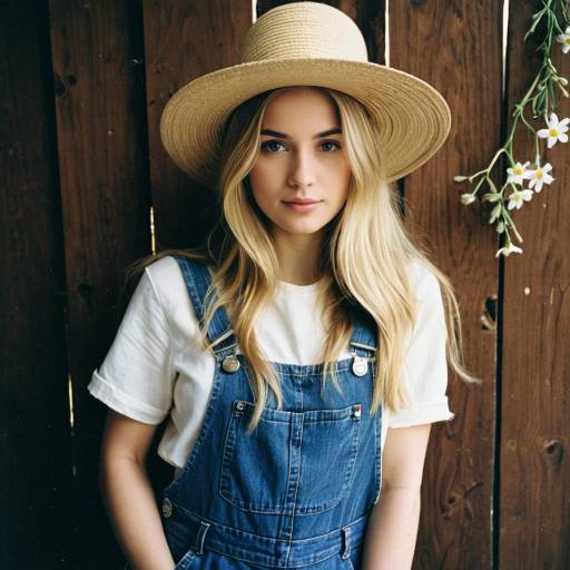 Young Woman in Easter Outfit with Straw Hat