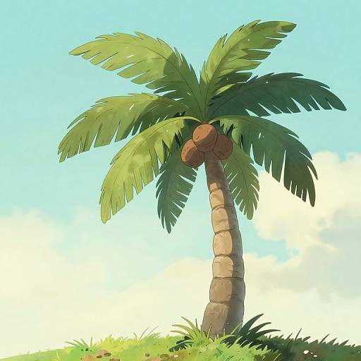 Ghibli Style Cute Coconut Tree