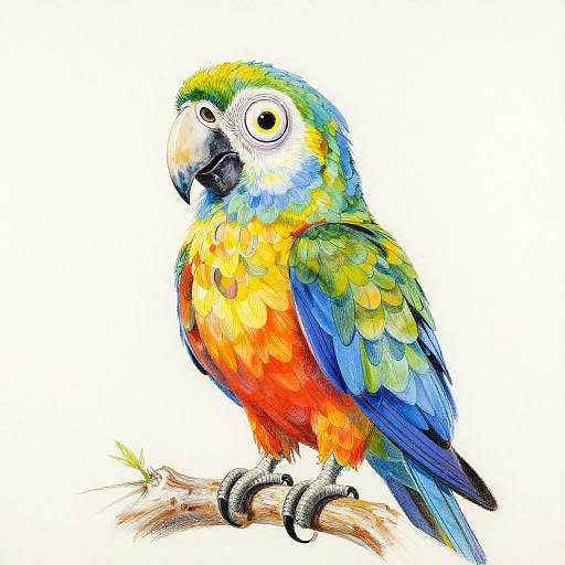 Vibrant Macaw Art in Mixed Styles