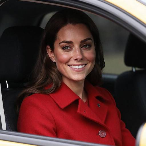 Smiling Woman in a Vibrant Car Setting