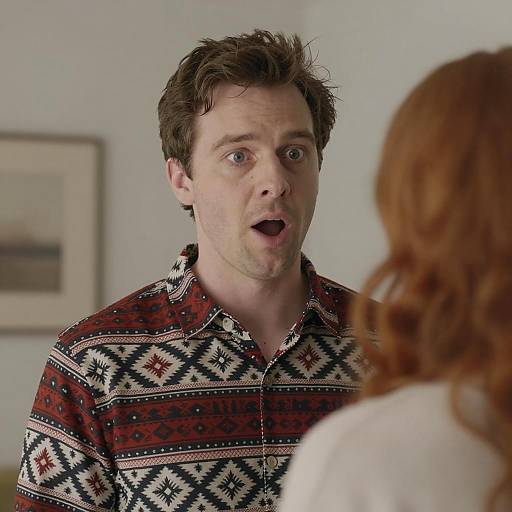 Surprised Man with Patterned Shirt