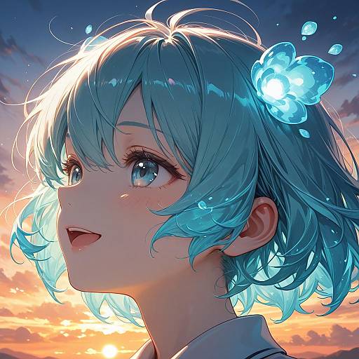 Bright Floating Cloud Girl Portrait