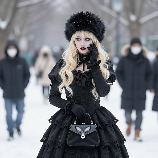 Gothic Winter Elegance in the Snow