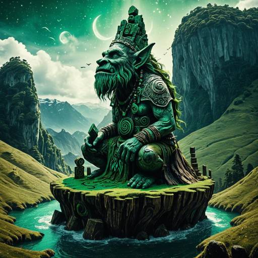 Surreal Troll Sculptor on Floating Island