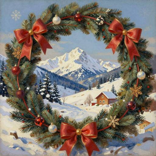 Christmas Snowy Mountain Landscape