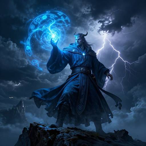 Epic Wizard Casting Storm Spell