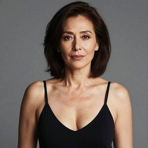 Confident Middle-Aged Woman in Black Top