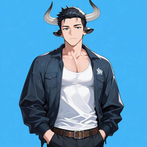 Athletic Boy with Unique Cow Features Athletic Boy with Unique Cow Features