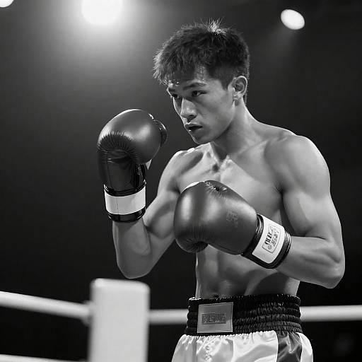 Young Muscular Boxer Under Spotlight
