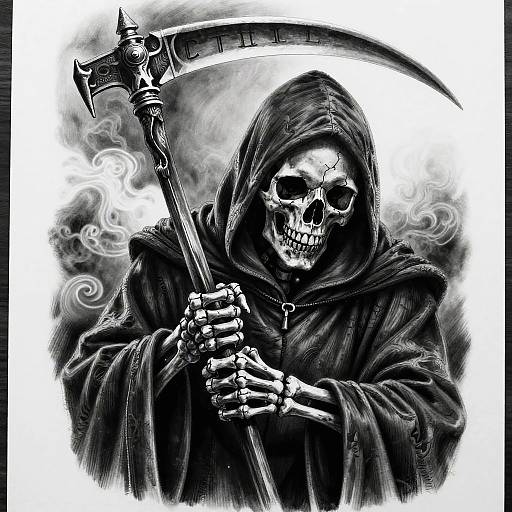 Realistic Grim Reaper Tattoo Design