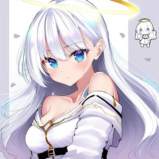 Illustration of Angel girl (shimmer), original in the style of Mokufuu