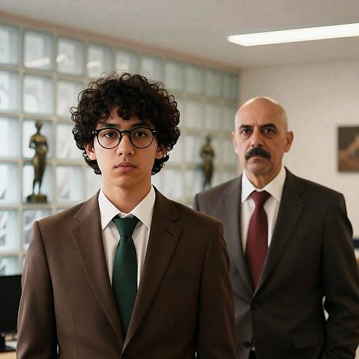 Two Men in Office with Serious Expressions