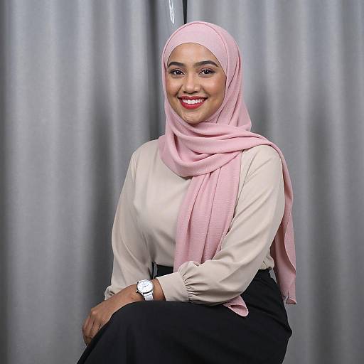 Smiling Woman in Pink Hijab