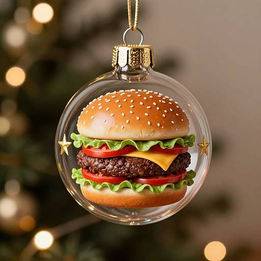 Festive Burger Ornament with Lights