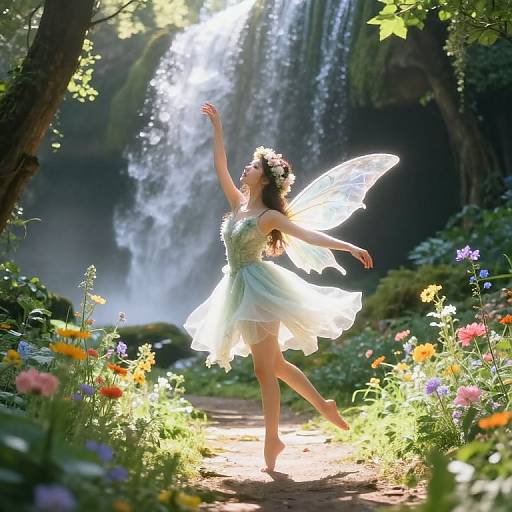 Ethereal Fairy Dancing in Enchanted Forest