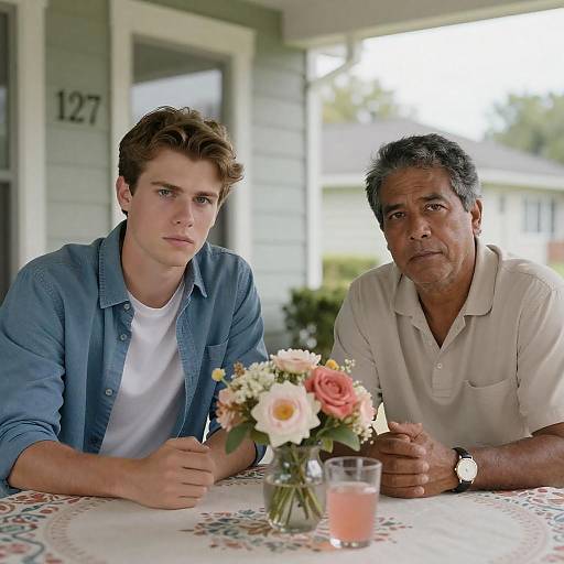 Two Men Relaxing on a Porch