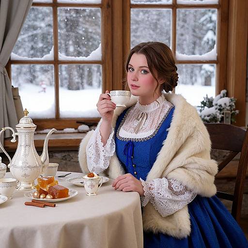 Elegant Winter Tea in Cozy Lodge