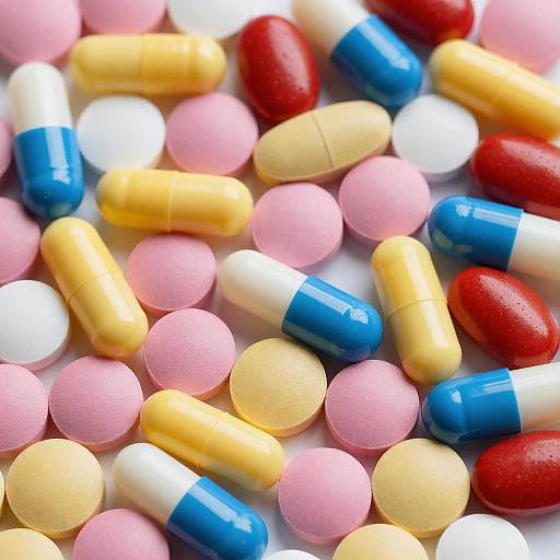 Vibrant Close-Up of Colorful Pills