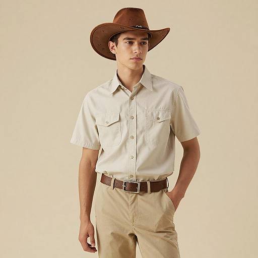 Young man in vintage Western-style outfit