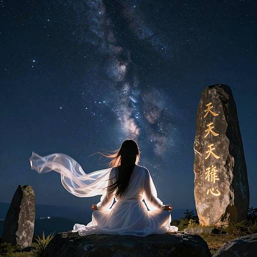 Allura Meditating Beneath Starry Sky