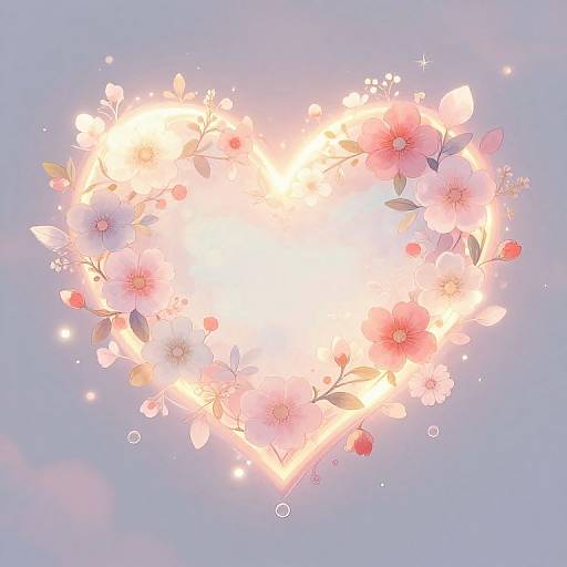 Glowing Heart Floral Fantasy Illustration