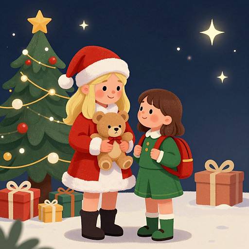 Santa Lucia Festive Family Illustration