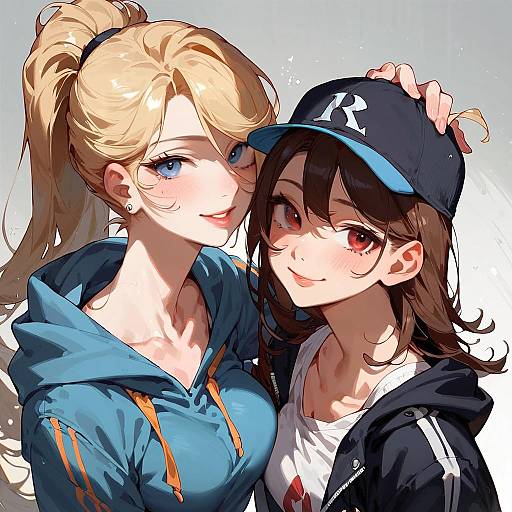 Two Girls in Casual Style and Smiles