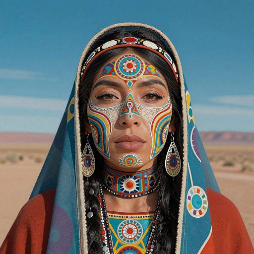 Navajo Woman with Vibrant Patterns