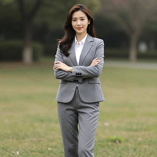 Autumn Business Casual Woman in Park