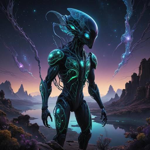 Bioluminescent Alien in a Stunning Landscape Bioluminescent Alien in a Stunning Landscape