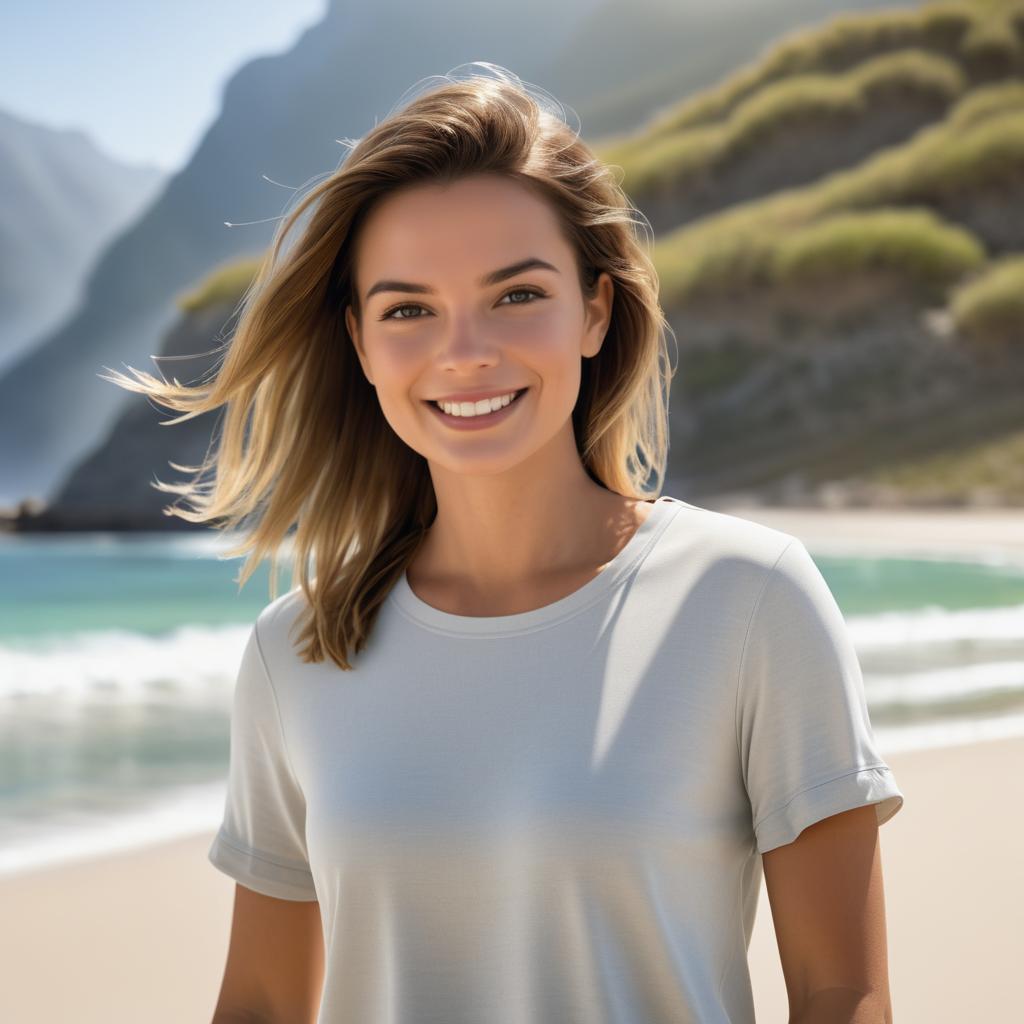 Charming Young Woman on Beach Portrait